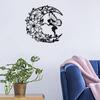 Metal Moon Fairy Wall Art Silhouette Decorative with Flower Pattern Minimalist