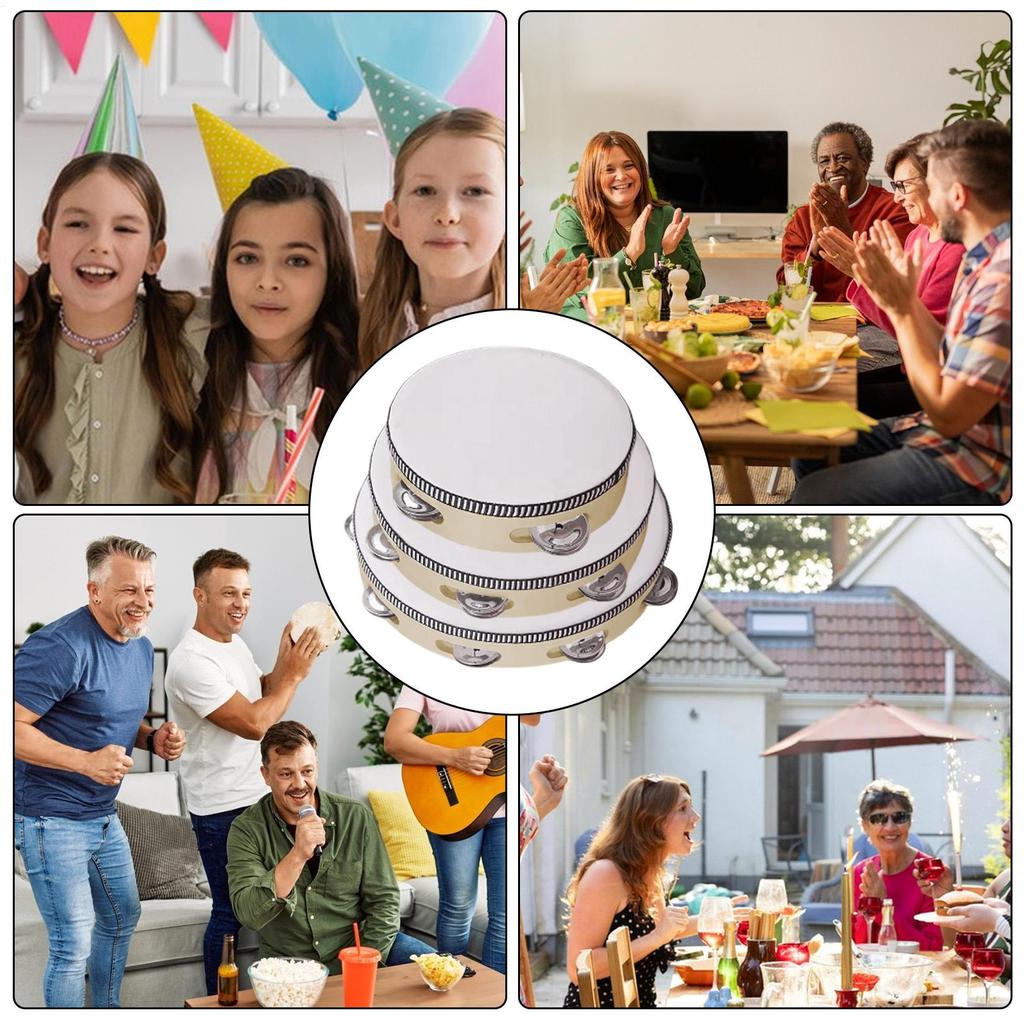 Бубен Инструмент Ручной Бубен Барабан С Бубенцами 3 Штуки Деревянные Ударные Инструменты Для Обучения Детей