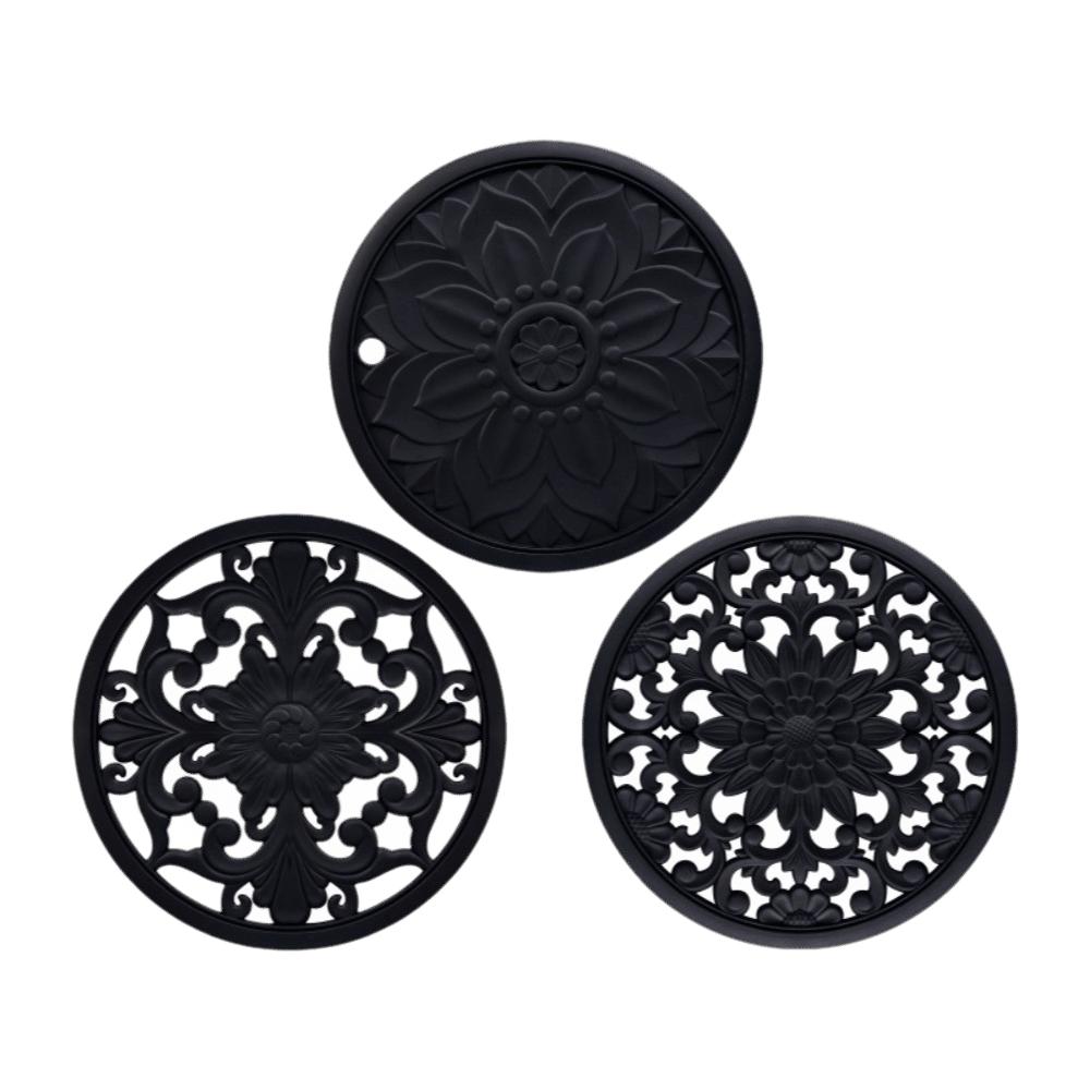 3Pcs Heat Resistant Silicone Coaster Anti Scalding Pot Holder Fashion Silicone Trivet Mat Kitchen