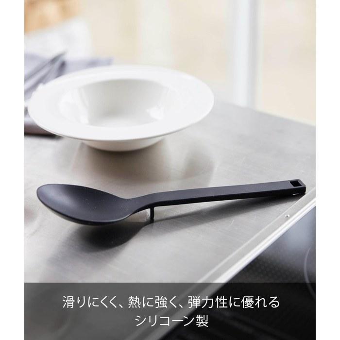 [Yamazaki] Silicone Cooking Spoon Black, Tower, Approx. W7x D3 x H26cm, Dishwasher Safe, Floating Tip, Measuring Marks, 4273, Approx. W7x