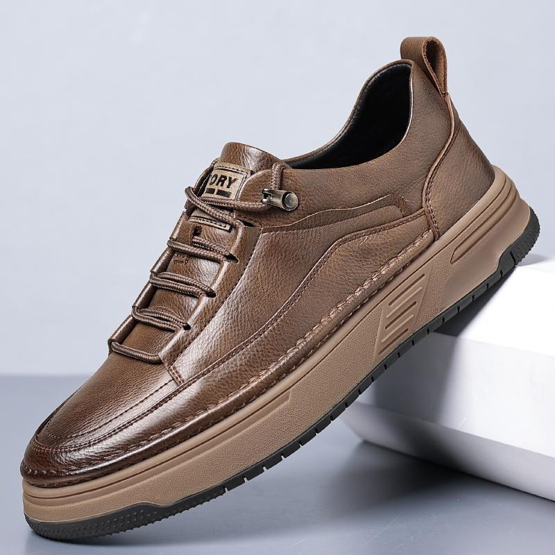 Fashion British Style Men Casual Leather Shoes Fashion Trend Outdoor Antiskid Oxford Shoe Leisure Flat Designer Antiskid Vulcanized Shoe