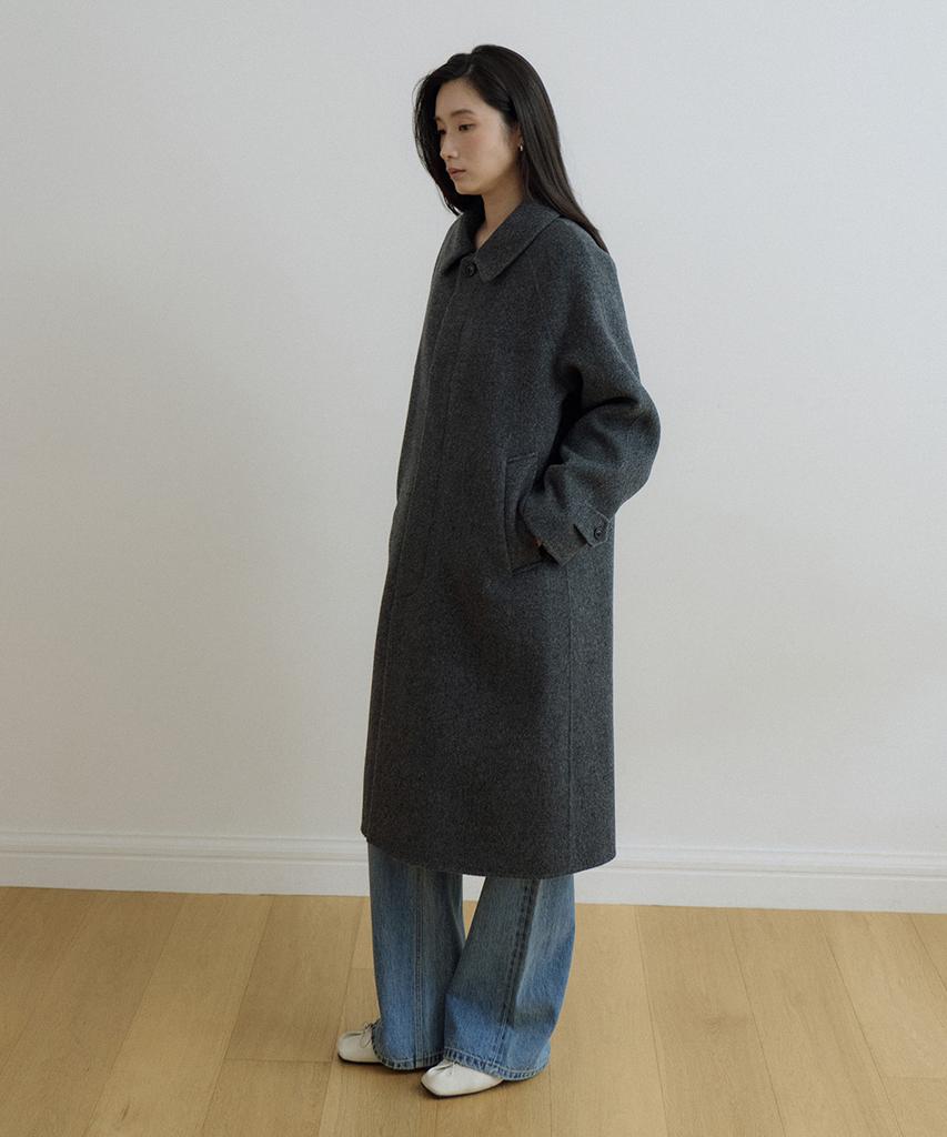 LINGSEOUL Handmade Herringbone Coat-Charcoal