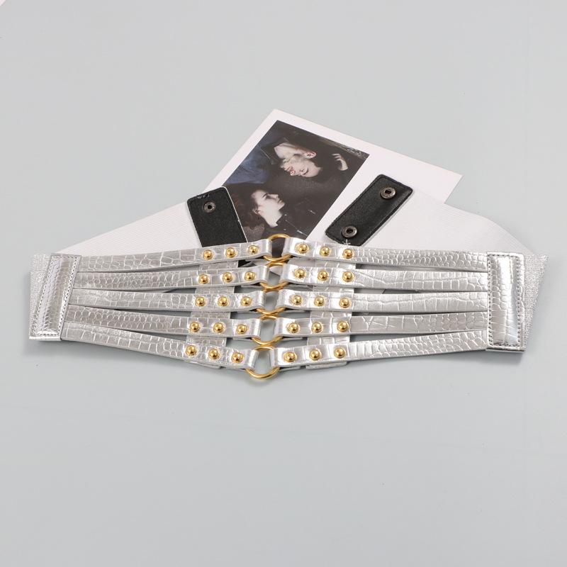 Европейский и американский ретро ивовые гвозди полое кольцо мода декоративное платье пальто искусственная кожа широкий пояс с уплотнителем пояс для женщин