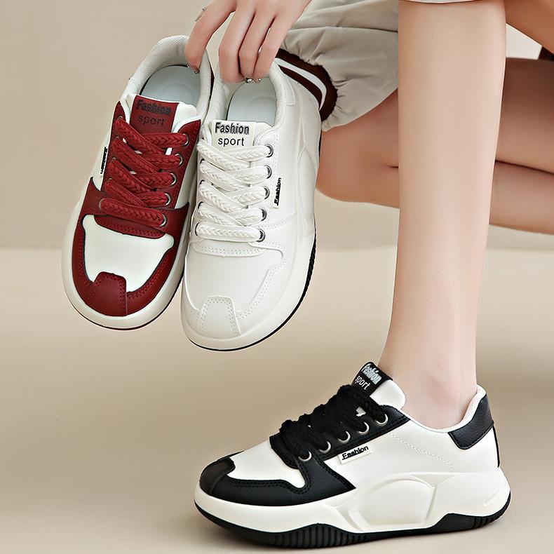 Женские повседневные массивные кроссовки на платформе, легкие кроссовки без шнуровки, дышащие прогулочные кроссовки из искусственной кожи, теннисные спортивные туфли на шнуровке для женщин