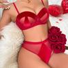 Женский комплект нижнего белья во французском стиле со съемными бретелями, комплект нижнего белья в стиле пэчворк с половиной чашки, мягкий комплект бюстгальтера и трусиков на косточках