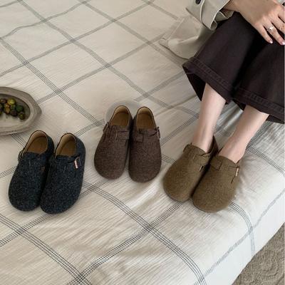 2025 новая осенняя повседневная обувь с круглым носком, меховой ремень с пряжкой, толстая подошва, модная женская обувь Boken