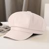 Yousheng Women Beret Vintage Style Solid Color Faux Leather British Style Octagonal Hat Short Brim Painter Hat Parties Shopping Newsboy Cap