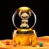 3D вращающийся хрустальный шар ночник с теплым свечением и золотой основой - Креативный подарок-украшение