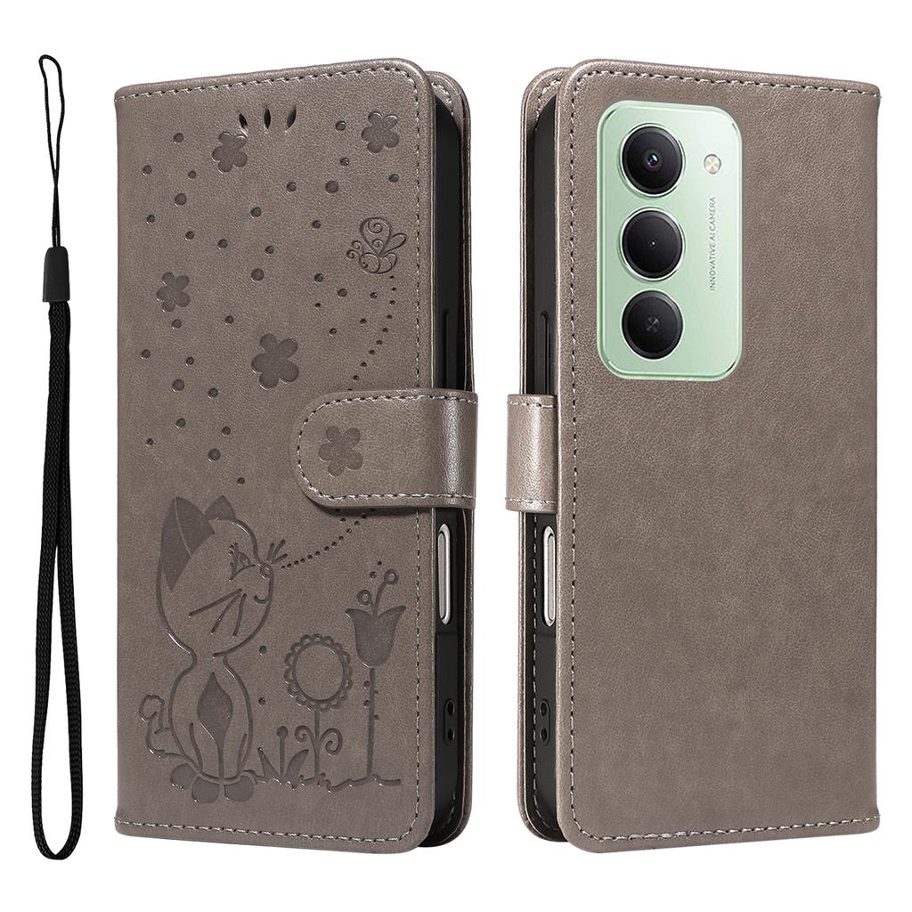 For Xiaomi Redmi 15 5G (Global) (169mm) Leather Wallet Case Cat Bee Pattern Phone Cover Stand
