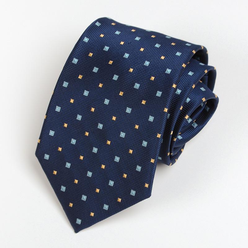 Men's Formal Fashion Professional Business Tie 8cm Polka Dot Pattern Blue New Suit Tie