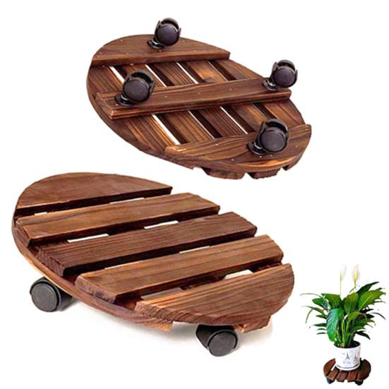 2 шт. круглая деревянная подставка для растений с колесами прочная несущая без сборки