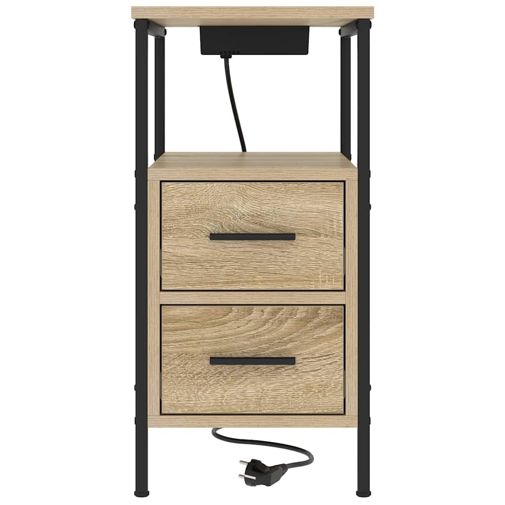 Nightstand Set 2 pcs Sonoma Oak Finish 30 x 48 x 61 cm Engineered Wood