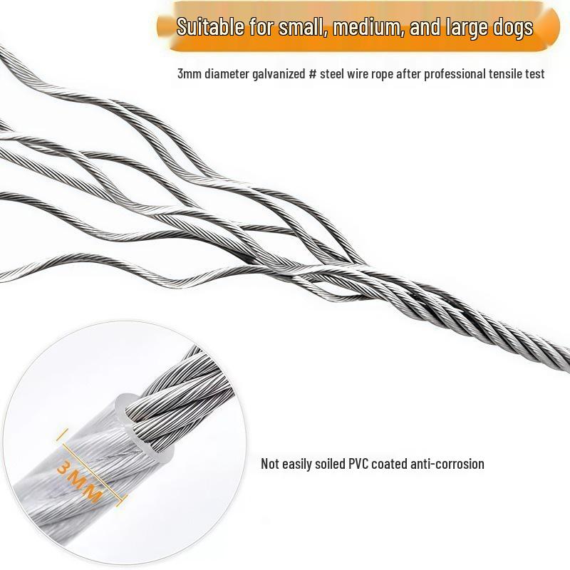 Rustproof Large Dog Traction Leash: Thickened Steel Wire with Rotating Galvanized Hook