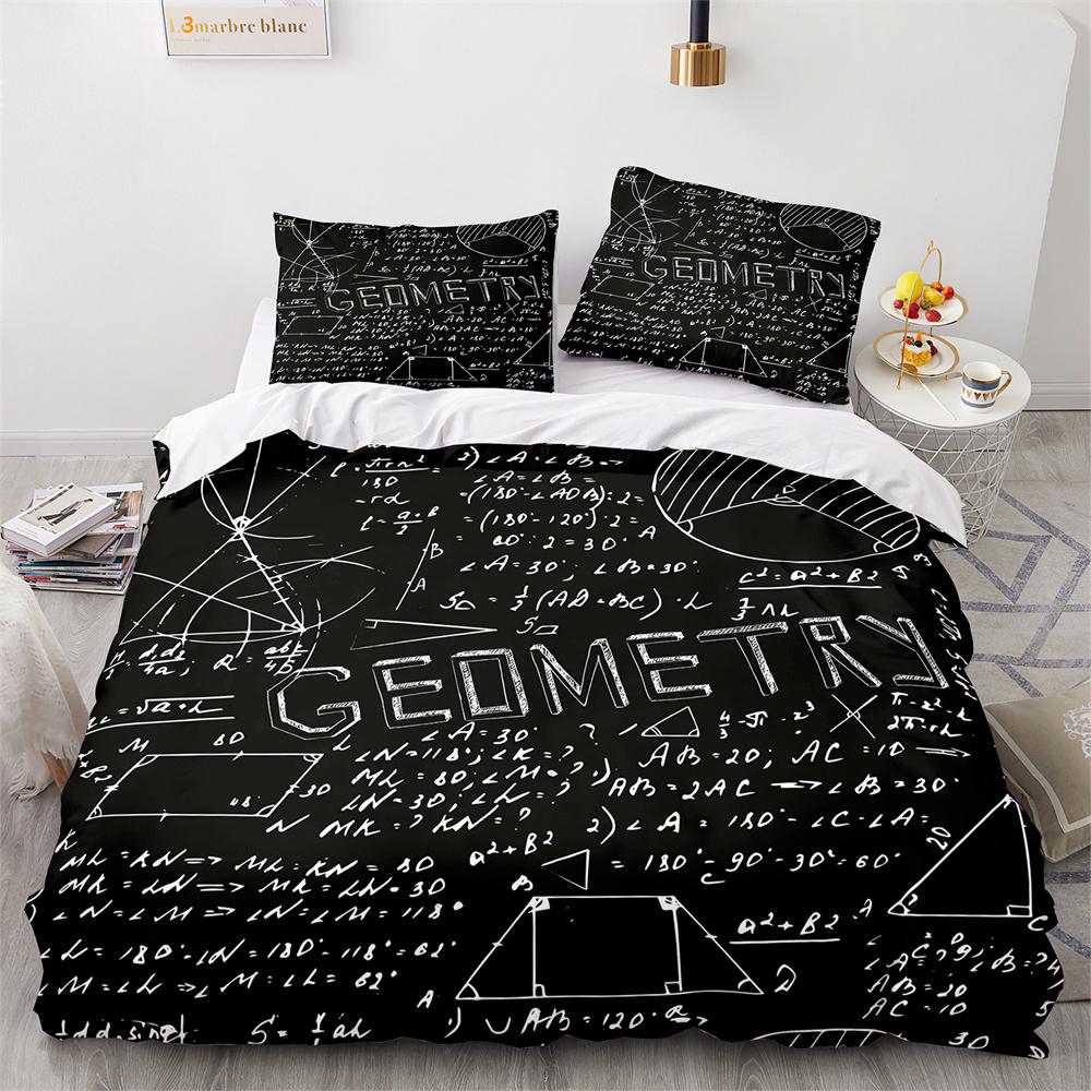 Modern Duvet Cover Set School Genius Smart Student Math Geometry Science Number Formule Image Decorative Polyester Bedding Set
