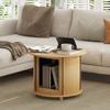 Side Table, Round, with Storage, Sliding Door, Bamboo, Ø60 x 45 cm, Load Capacity up to 20 kg