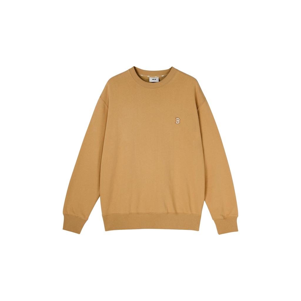 MLB Solid Color Logo Print Sports Casual Crew Neck Pullover Sweatshirt Unisex sweatshirt Beige 3AMTB0124-43BGS