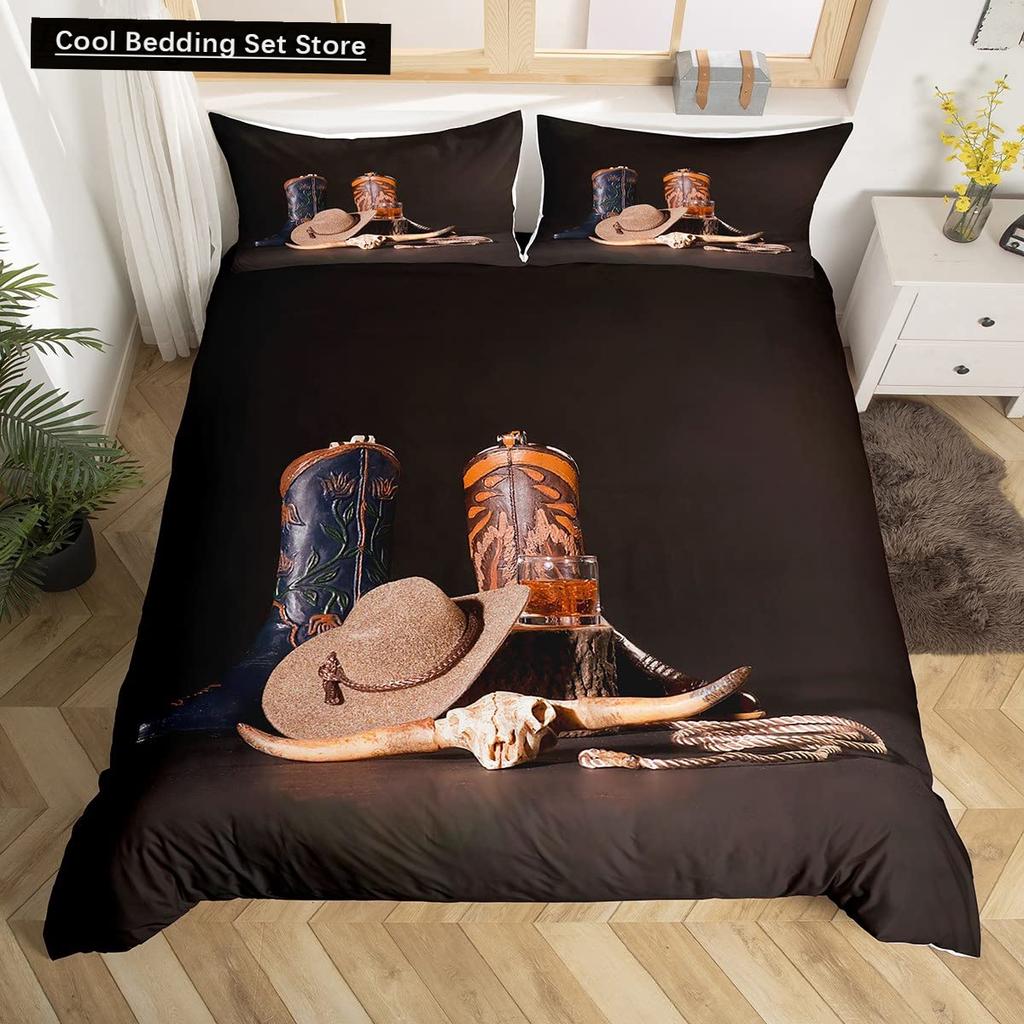 Комплект постельного белья Western Cowboy King Queen в винтажном стиле Rodeo, пододеяльник для мужчин, подростков, мальчиков, стеганое одеяло из полиэстера