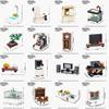 MOOXI City Furniture Toilet Wardrobe Fish Tank TV Coffee Machine Refrigerator Washing Machine Building Blocks Set MOC Bricks DIY