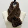 Knitted Mink Fur Scarf for Women Winter Warm Soft Female Shawls Stylish Solid Neckwarmer 80cmx12cm