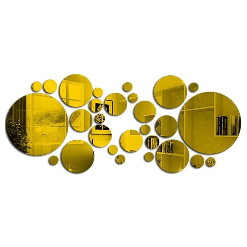 26/32pcs 3D Acrylic Mirror Wall Sticker, Round Mirror, DIY Bedroom, Bathroom and TV Background Room Sticker Wall Decoration