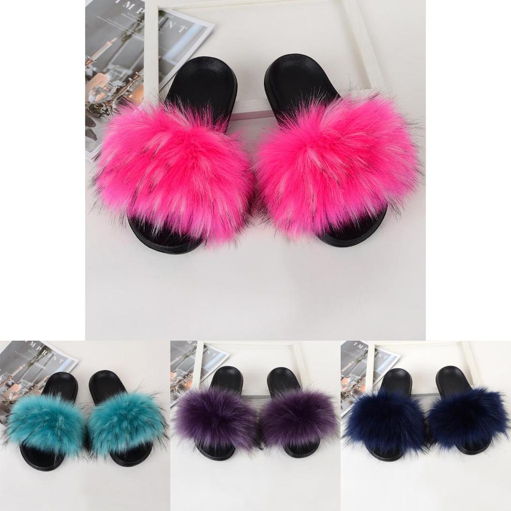 Handmade Soft Fluffy Sandals With Patchwork Design For Everyday Comfort