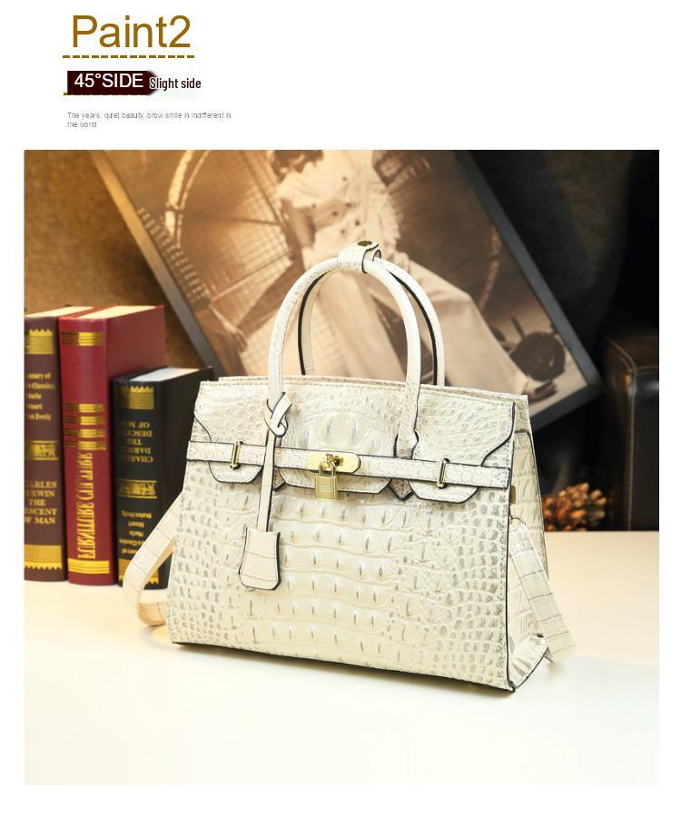 Европейская и американская платиновая сумочка с узором крокодила 2025 года – большая, стильная, прочная кожаная сумка для женщин