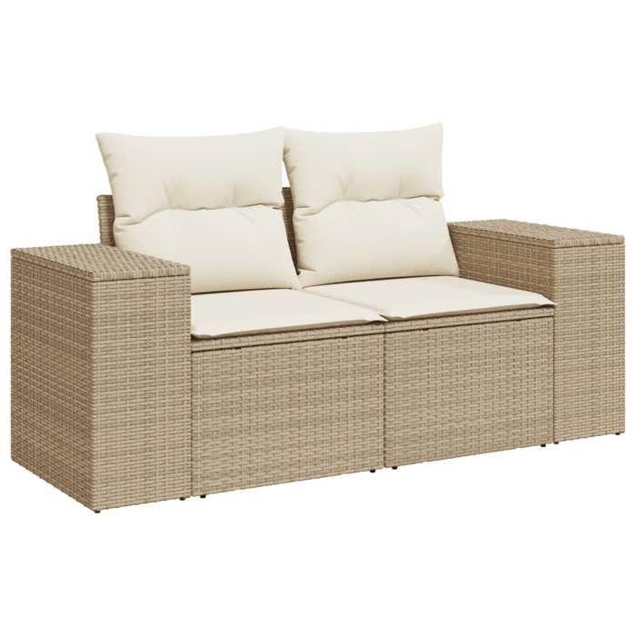 VidaXL Salon de Jardin avec Coussins 9 pcs, Canapés de Terrasse, Ensemble de Meubles de Patio, Mobilier d'Extérieur, Beige 3222827