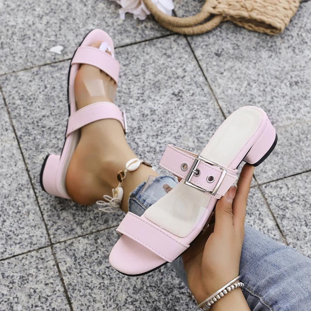 Women Sandals Summer Luxury Outdoor High Heels Shoes for Women Comfort Anti-slip Soft Leather Sandals Women Sandalias De Mujer