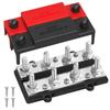 250A Dual Row Bus Bar 12V Power Distribution Block 8 X 3/8" Terminal Stud 6 X #8 Screw Terminals Positive Ground Battery Bus Bar