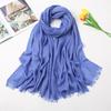 Solid Color Linen Scarf for Women  Spring and Summer New Cotton Candy Monochrome Warm Gauze Scarf Travel Sunscreen Shawl