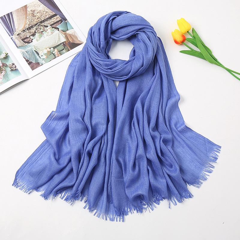 Solid Color Linen Scarf for Women Spring and Summer New Cotton Candy Monochrome Warm Gauze Scarf Travel Sunscreen Shawl
