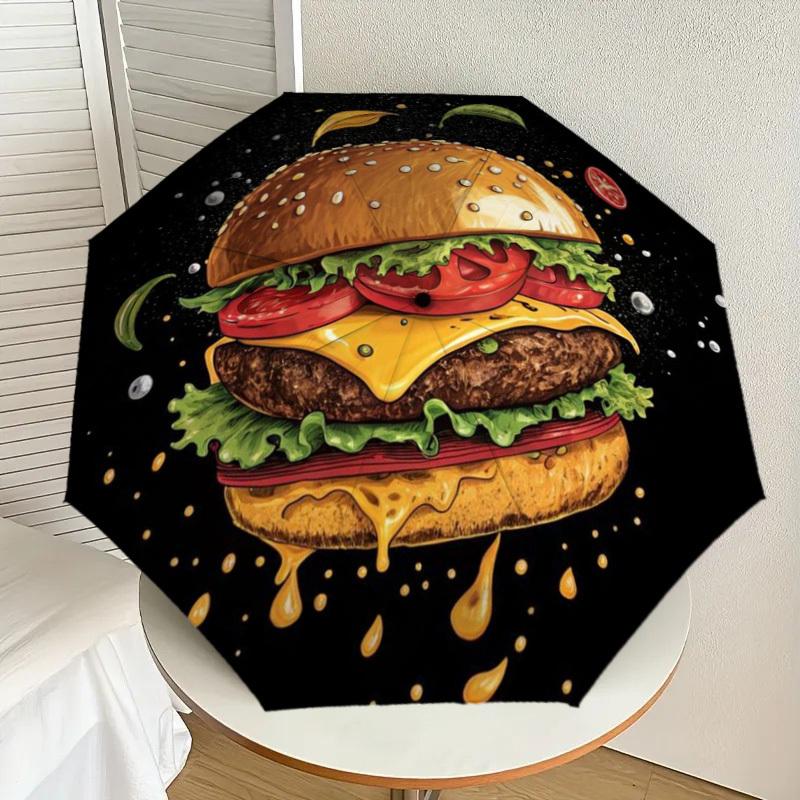1pc Cheeseburger, Hamburger Automatic Open/Close Umbrella, Folding Compact Umbrella with Lightweight Design for Women/Men yy251011109