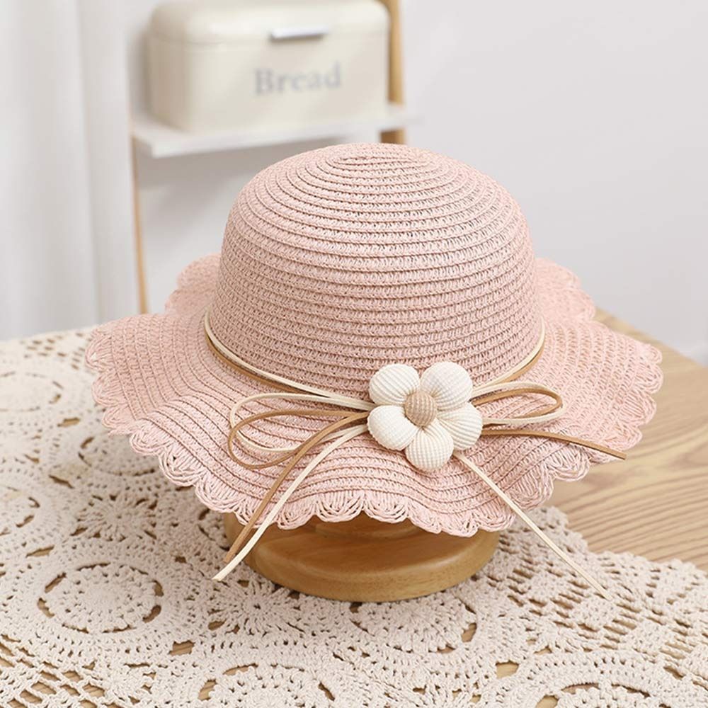 Breathable Kids Straw Cap Bag UV Protection Beach Cap Outdoor Bucket Hat Children Girls