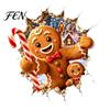 Christmas Window Decals Break-In 3D Wall Decal, Santa Claus/Deer/Snowman/Elf/Dog/Nutcracker/Gingerbread Man Patterns Self Adhesive Decor Cling,
