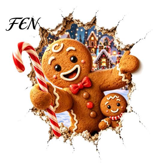 Christmas Window Decals Break-In 3D Wall Decal, Santa Claus/Deer/Snowman/Elf/Dog/Nutcracker/Gingerbread Man Patterns Self Adhesive Decor Cling,