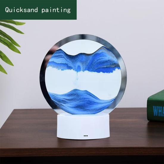 3D Sand Painting Remote Control Table Lamp with USB Flowing Quicksand Painting Decorative