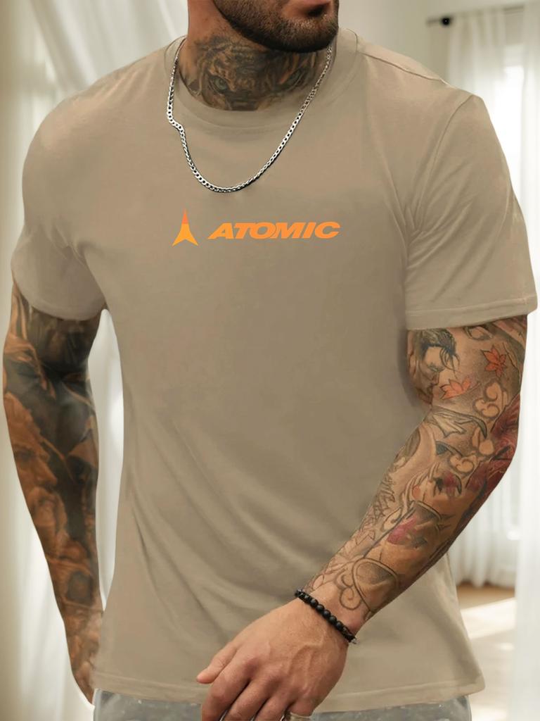 Футболка с коротким рукавом ATOMIC Мужская 100% Хлопок С рисунком Летняя С круглым вырезом Дышащая Повседневная Модная Крутая Футболка