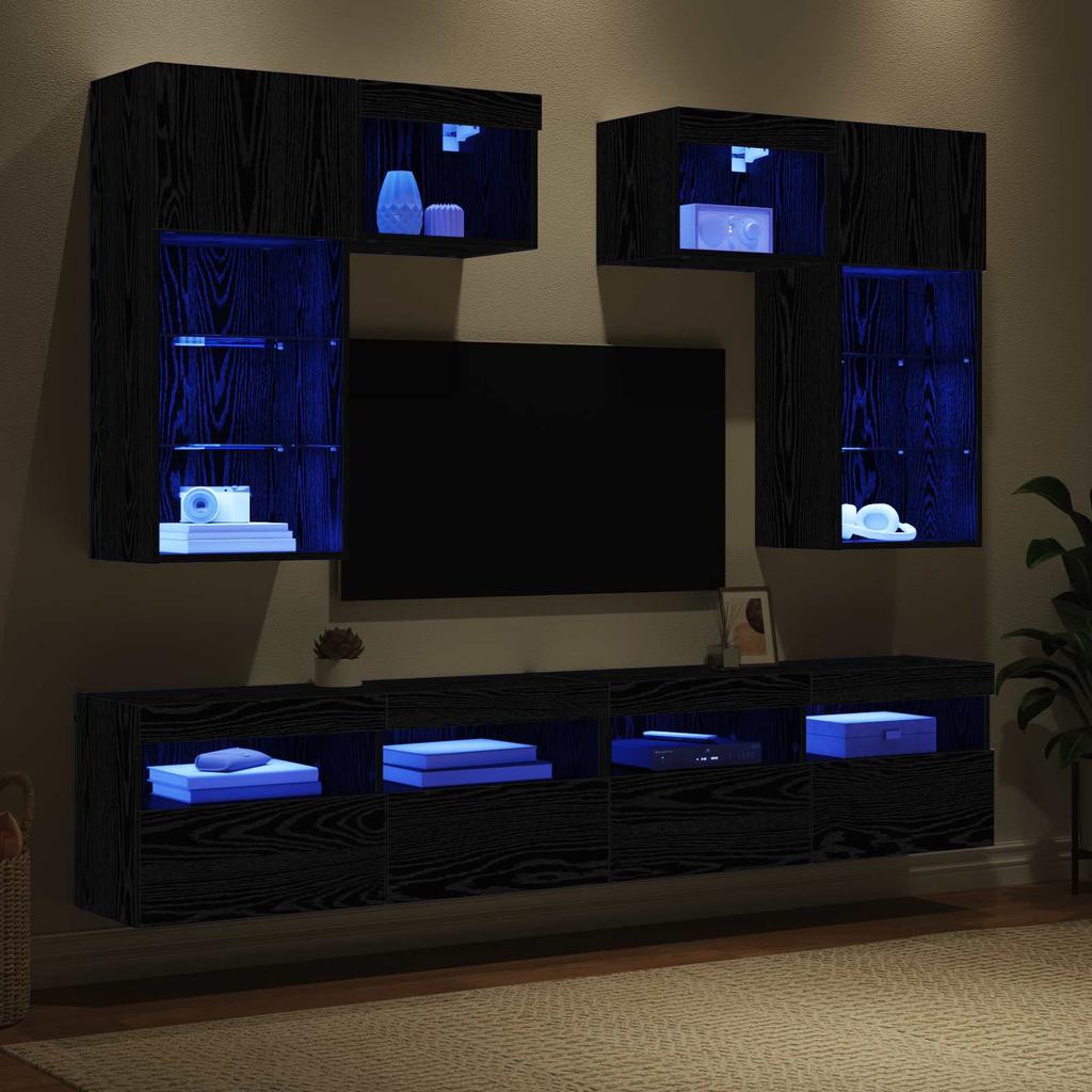 TV Wall Unit 6 pcs 100 x 30 x 40 cm Artisan Oak