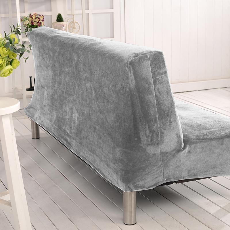 Velvet Plush Armless Sofa Bed Cover Folding Seat Slipcover Modern Stretch Sofa Bed Covers Elastic Couch Protector Home Hotel