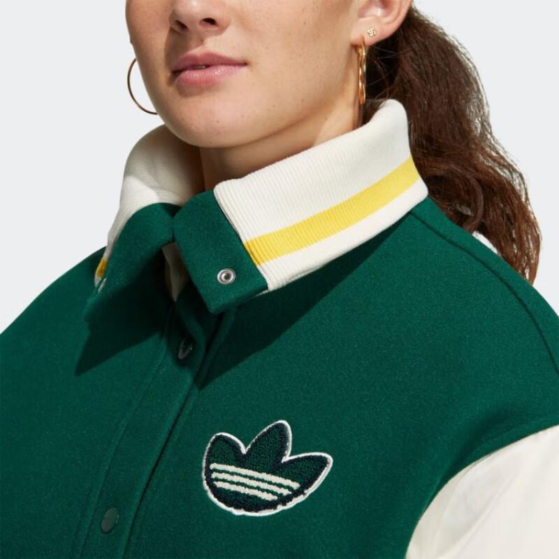 adidas Оригинальная лоскутная повседневная куртка с трилистником, женская куртка, белая, зеленая, HY4184