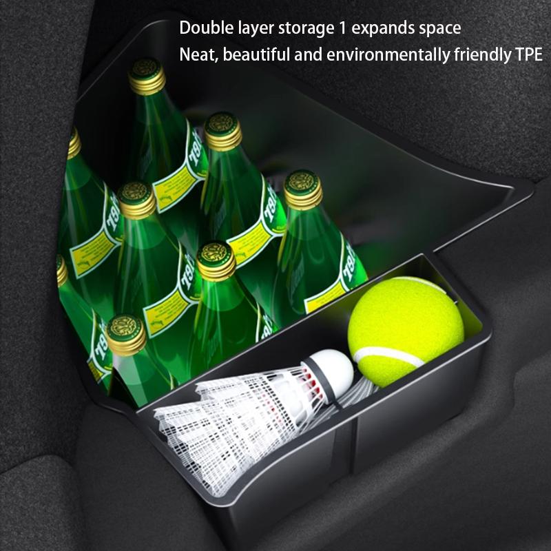 TPE Car Trunk Side Storage Box for Tesla Model Y Juniper 2025+ Trunk Organizer Cover Pad Divider Storage Space Decoration Parts