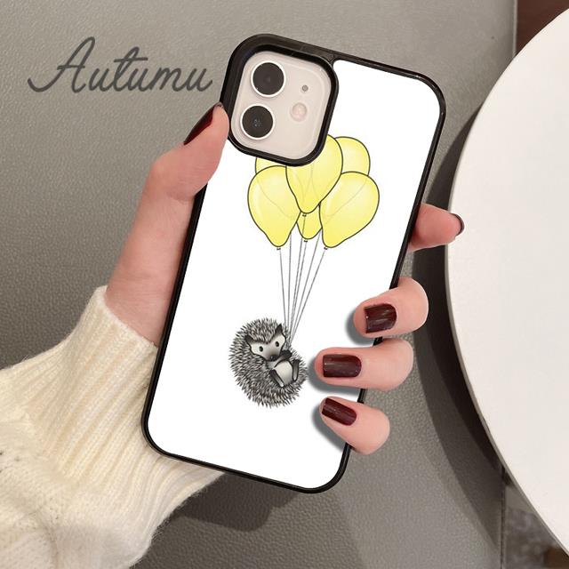 Чехол для телефона с изображением ежа и воздушного шара для iPhone 11 12 13 14 Pro Max mini X XR XS SE 2020 6S 7 8 Plus Samsung Galaxy S21 S22