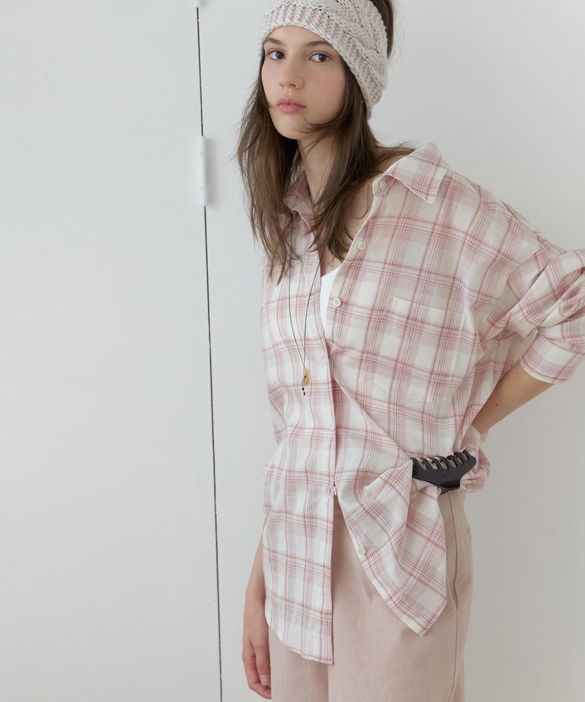 RE L Hove Overfit Shirt (B/Pink Check)