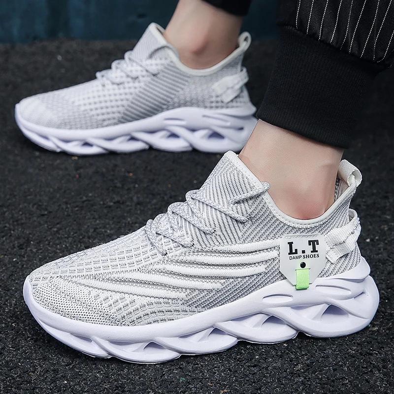 New White Running Shoes for Men Breathable Sports Shoes Light Weight Fashion Summer Breathable Sneakers for Men Plus Size 36-48