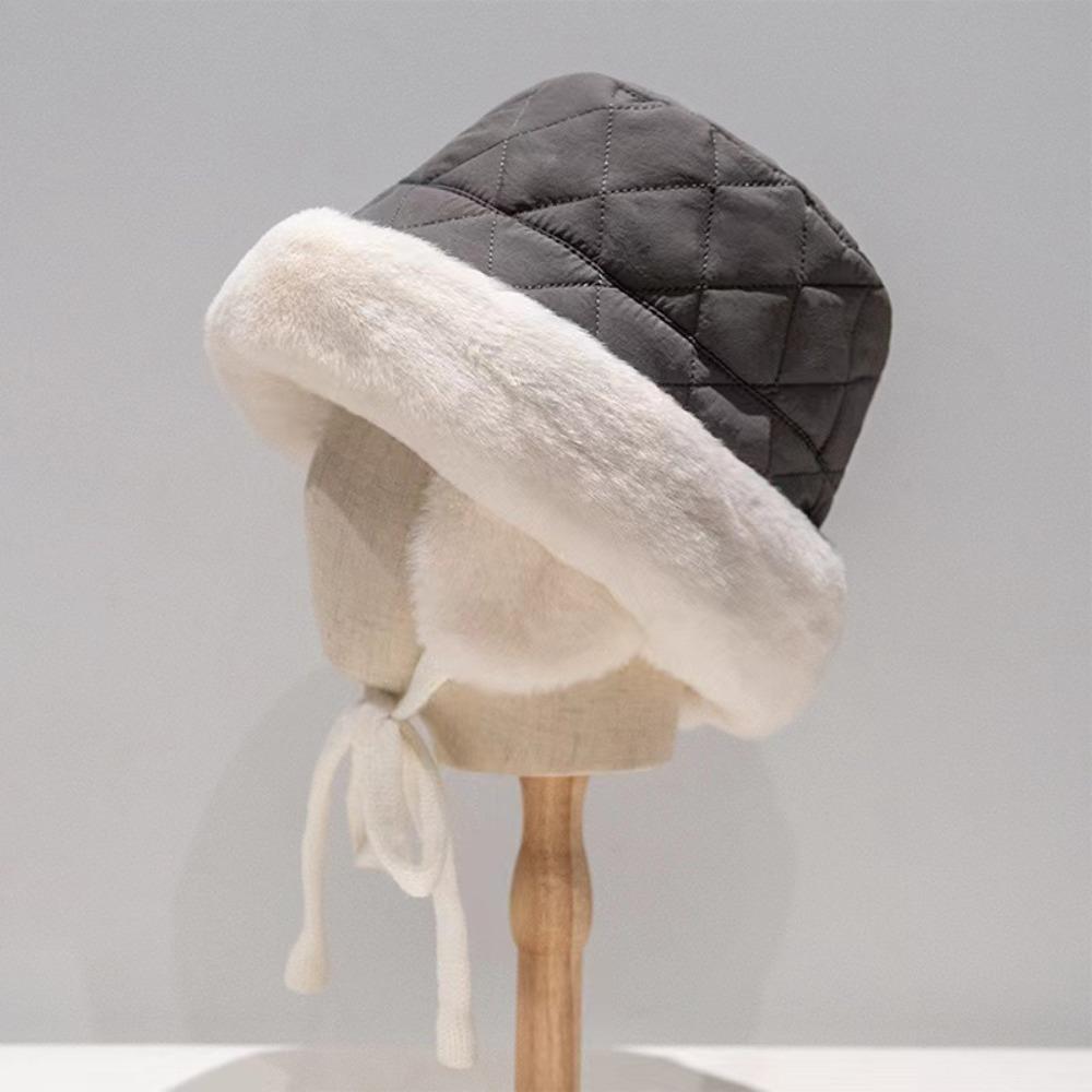 Keep Warm Winter Plush Bucket Hat with Earmuff Women Fisherman Cap Ear Protection Hat Girls
