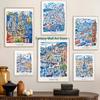 France Paris Ibiza Spain London City Portofino Italy Illustration Line Art Poster Canvas Painting City Icon Buildings Decoration