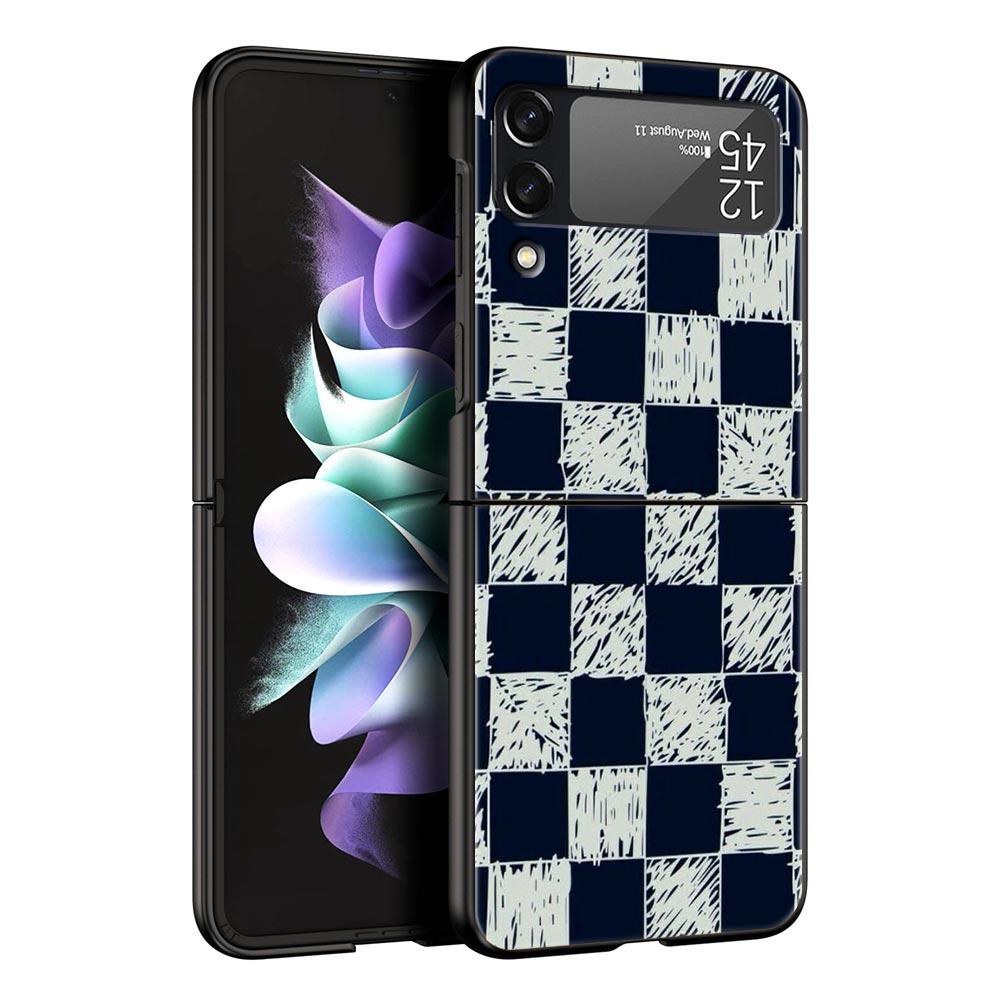 Шахматная доска в клетку Шахматная доска Чехол для телефона для Samsung Galaxy Z Flip 3 4 5 6 Складной Для Samsung Z Flip4 Flip5 ПК Жесткий чехол