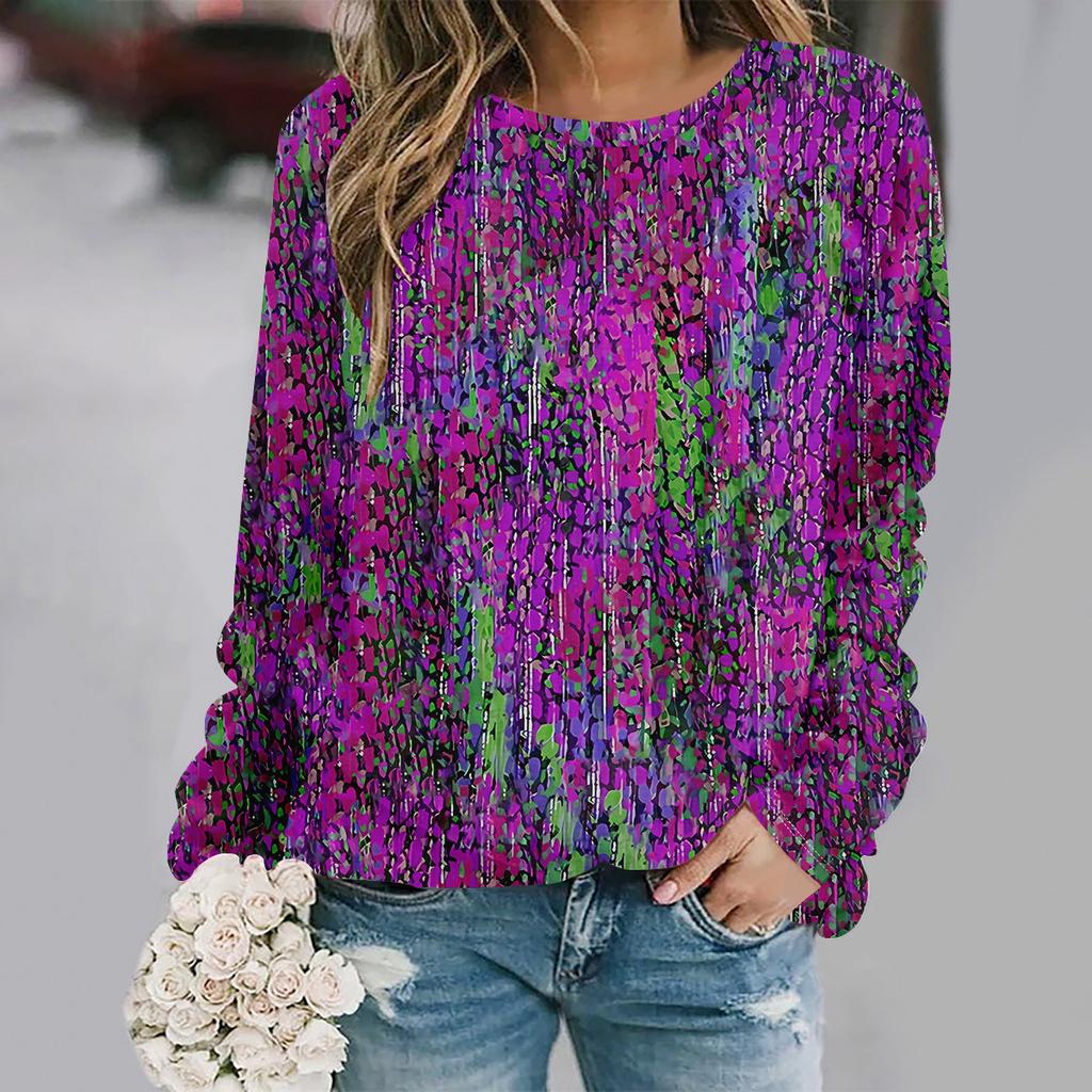 Осень и зима новая мода круглый вырез длинный рукав с принтом элегантная повседневная свободная толстовка