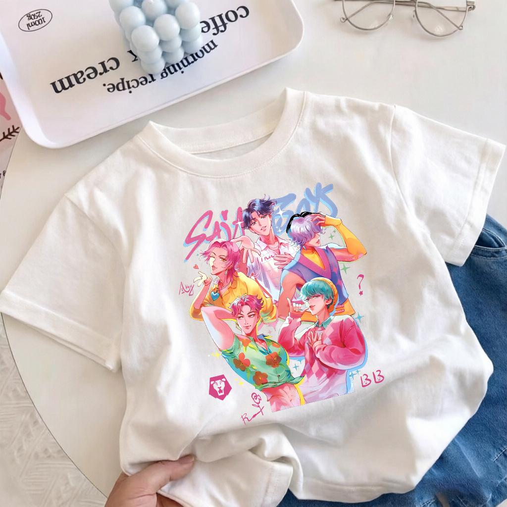 2026 hotselling boy witch hunter group cartoon print new shortsleeved summer casual comfortable childrens clothing