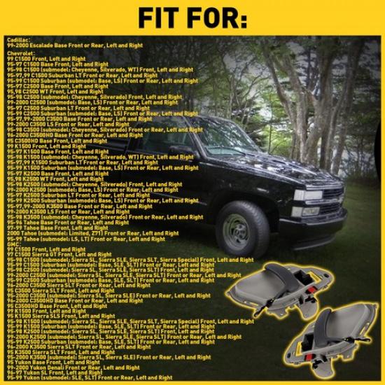 77186 Door Fit Handle Of 95-98 Chevrolet K1500 2 Set Front Or Rear L+R Gray